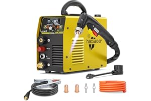 HXC400D Plasma Cutter 110/220V, haxiaoer 40Amps Low-frequency Non-Touch Pilot Arc Plasma Cutter Machine, [Large LED Display], 2T/4T and Post Flow, 1" (25mm) Maximum Cut, IGBT Plasma Cutter Machine