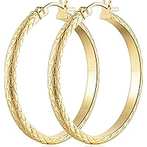 ピアス LESS IS MORE 14K Gold 27mm Pipe Ring Earrings Amazon.com: KFERAXSZ Gold Earrings 14K Gold Hoop Earrings
