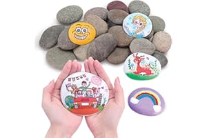 Lechloris 24pcs River Rocks for Painting- 2-4 in Extra Large Hand Picked Rock-Thick-Flat-Smooth Painting Rocks- Perfect for DIY, Kids Crafts, Kindness Stone, Garden & Home Decor, Holiday Easter Gift