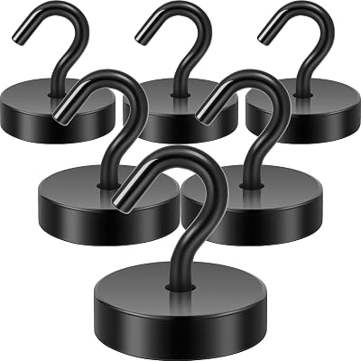 Neosmuk 60lb Extra Strong Magnetic Hooks with Hook Pack of 6 (Black)