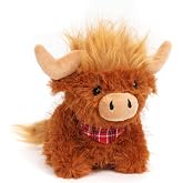 Mushymallow Sitting Highland Cow Stuffed Animal Soft Plush, Brown | 6" Adorable Plush Toy Pocket-Sized Stuffed Highland Cow for Boys Girls Kids Adults Desk Decor Birthday Christmas Gift