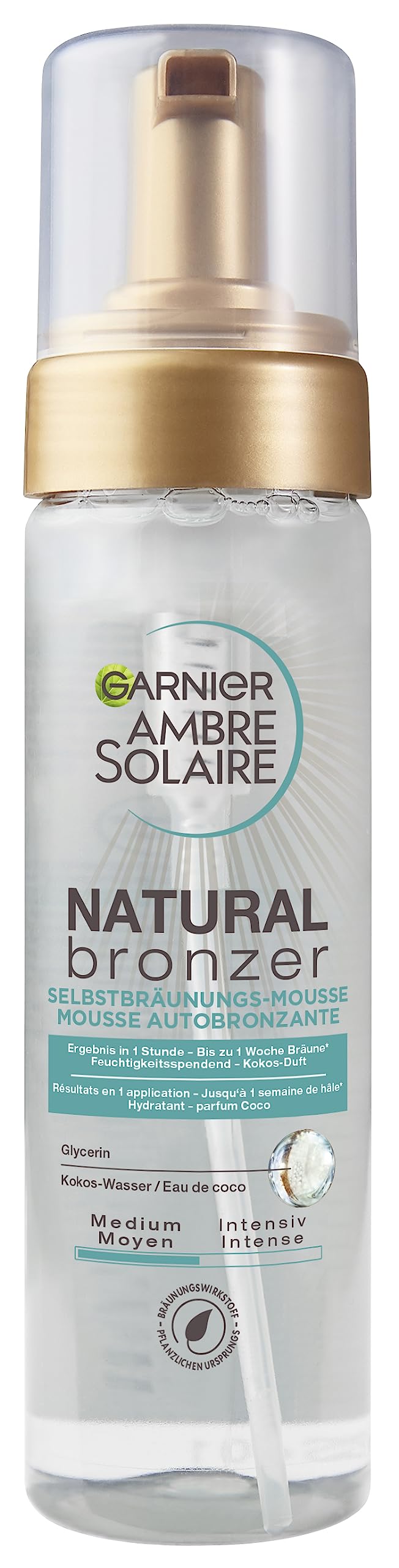 Garnier Self-Tanning Mousse, Nourishing Self-Tanning for a Natural and Stain-Free Tan, Ambre Solaire Natural Bronzer, 1 x 200 ml