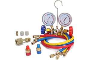 Shkalacar 3 Way AC Manifold Gauge Set, HVAC Diagnostic Charging Tool for Auto Household, Manifold Freon Gauge Set Refrigerant