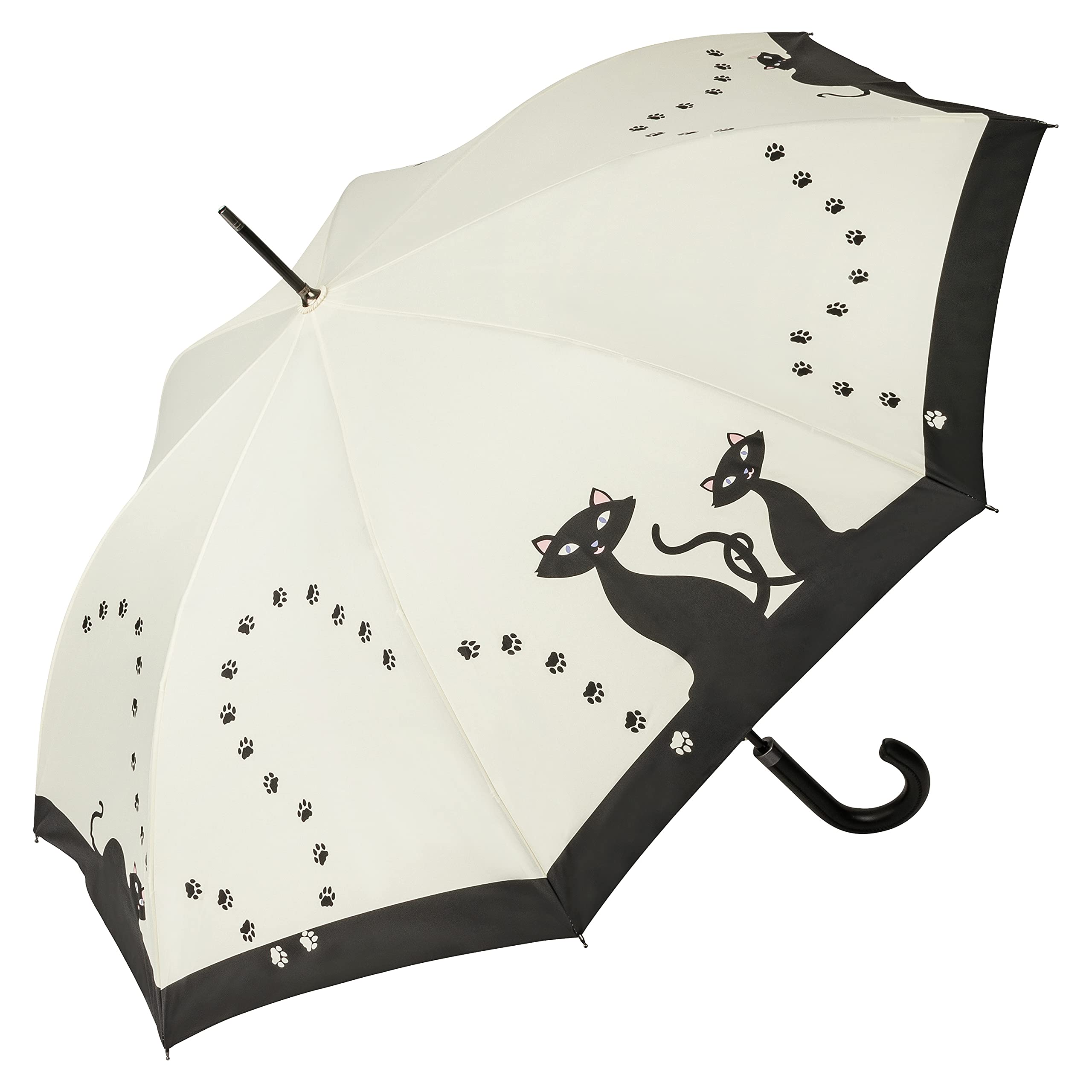 VON LILIENFELD Women's Umbrella Cane Black Cat Large Robust Automatic Opening, Multicolored, 88/100, Classic