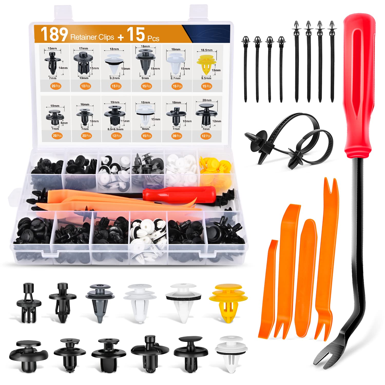 GOOACC 189PCS Bumper Retainer Clips Car Plastic Rivets Fasteners Push Retainer Kit Most Popular Sizes Auto Push Pin Rivets Set -Door Trim Panel Fender Clips for Lexus