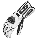 ILM Air Flow Leather Motorcycle Gloves for Men and Women Model-GRC01L (L, White-Long)
