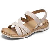 Littleplum Orthopedic Sandals for Women Arch Support - Comfortable Flat Sandals, Dressy Orthotic Summer Shoes for Walking Work Beach with Adjustable Strap
