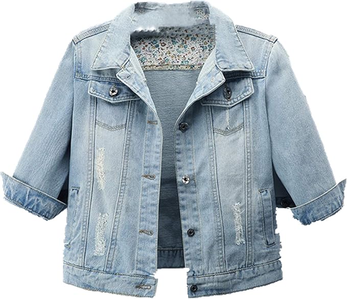 Mädchen Jeansjacke Kragenlos - Baumwolljacke Lange Ärmel Für Frühling