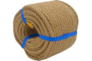 YUZENET Natural Jute Rope Hemp Rope (6 mm x 165 ft) Strong Jute Twine for DIY Crafts, Cat Scratch Post, Gardening, Decorating