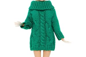 BJDBUS Winter Turtleneck Sweater Clothes for 11.5 inch Girl Doll Accessories (Dark Green)