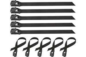 Anfyko Tie Down Strap Short Upgraded (1" x 16" 10pcs), Thicker Webbing, Stronger Snaps, Bevel Cut Ends, Adjustable Cam Buckle Lashing Straps for Bicycle,Motorcycle,SUP,Kayak,RV,Tourist Car,Trailer