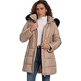 HOTIAN Women's Winter Puffer Down Coat Long Thickened Padded Parka Warm Jacket with Faux Fur Detachable Hooded