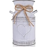 HIDERLYS 7.5" High Decorative Vase with Unique Heart-Shaped and Rope Design, Galvanized Finish- Rustic Decorated for Living R