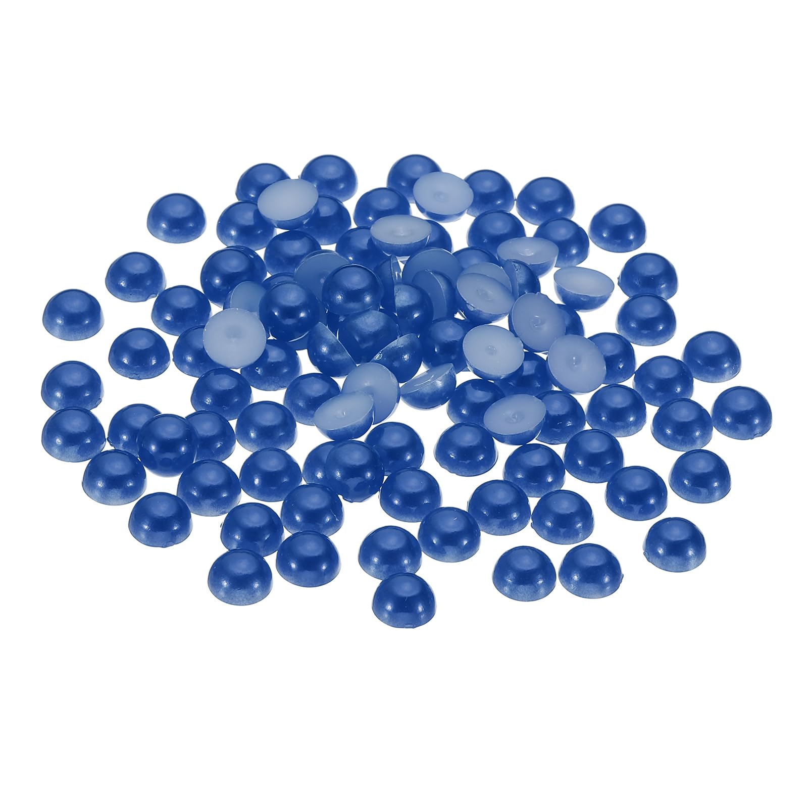PATIKIL 600Pcs Flatback Pearls Beads for Crafting, 8mm Half Round Resin Beads Flatback Pearls for Nail Charms Handmade Phone Case Embellishment, Blue
