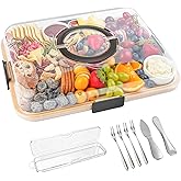 Maxboro Charcuterie Board Set with Lid, Travel Portable Design Bamboo Cheese Board, Gift for Housewarming, Christmas, Wedding