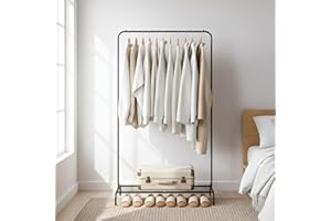 92LBS Heavy Duty Clothes Rack, Modern 45" Height Garment Rack for Small Spaces, Stable Standing Clothing Organizer with Botto