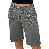 Flamingals Women's Bermuda Cargo Shorts Mid Rise Straight Leg Summer Casual Trendy Shorts