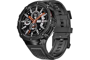 Deczone Silicone Band with Stainless Steel Case Cover Compatible with Samsung Galaxy Watch 7 44mm Bands Protective Case Cover for Men (Black)