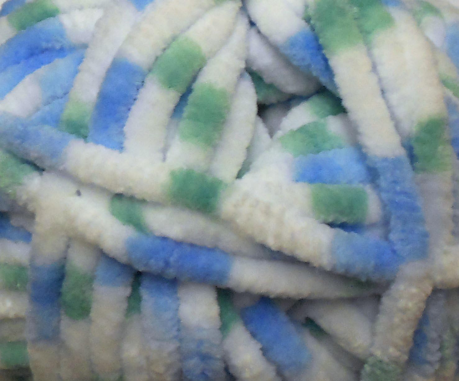 Jarol SuperSoft Chenille Chunky Yarn 100g Green / Blue / White 005
