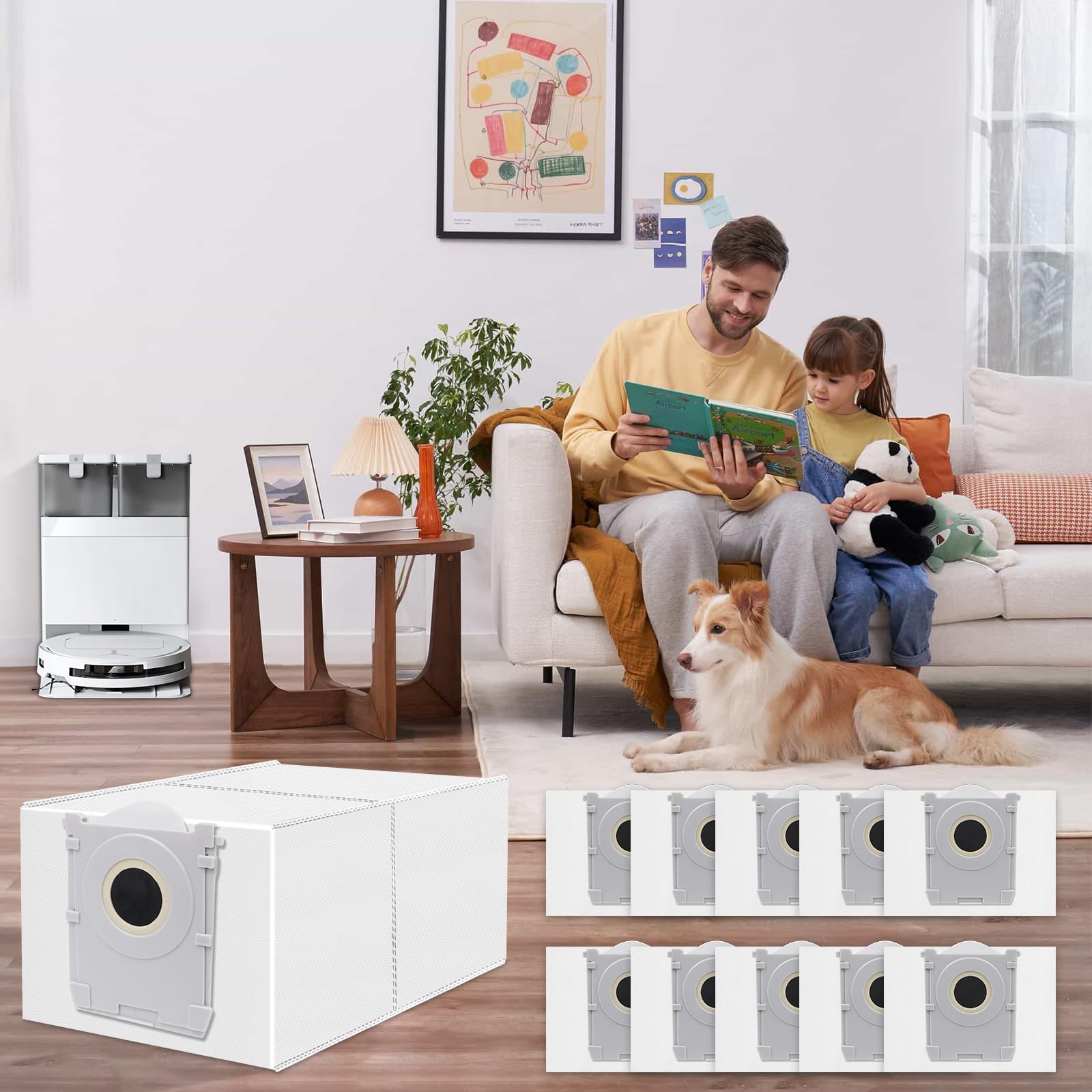 T50 Staubbeutel für Ecovacs X8/X9 PRO Omni/T50 Pro Omni//Gen2/Gen3,T50 Max Pro/T50 Omni/T80/T80S/T30C Saugroboter,Aktivkohle Staubbeutel Zubehör,10 Stück 3L Kapazität Staubsaugerbeutel 7