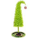 Christmas Tree 6FT, Whimsical Bendable Artificial Tree | Lime Green Design with Tree Skirt &amp; Red Ball Ornament, Christmas Decorations Indoors and Outdoors
