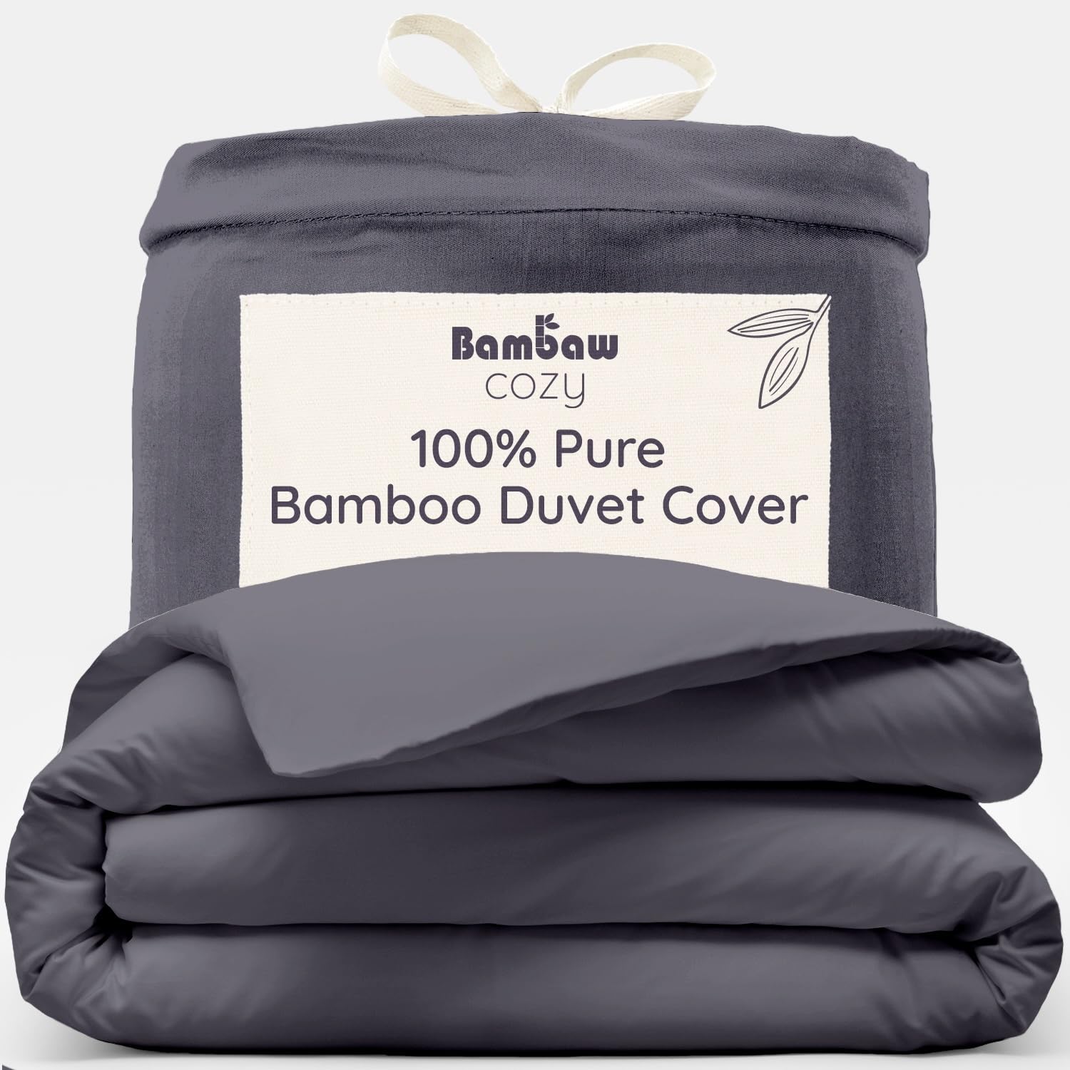 Bambaw Bamboo Double Duvet Cover, 200x200 cm, Summer Cool Bedding, Bamboo Bed Sheets, Hotel Quality Cold Sheets for Sleeping, Breathable & Soft Bedding, Anti Allergy Duvet Cover 200x200 cm (Charcoal)