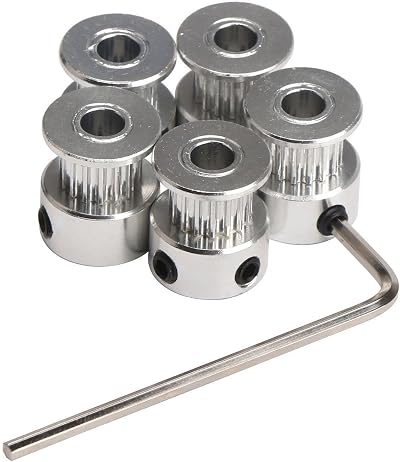DollaTek 5x Aluminum GT2 Timing Belt Pulley 16 Teeth 5mm Bore 6mm Width + Wrench