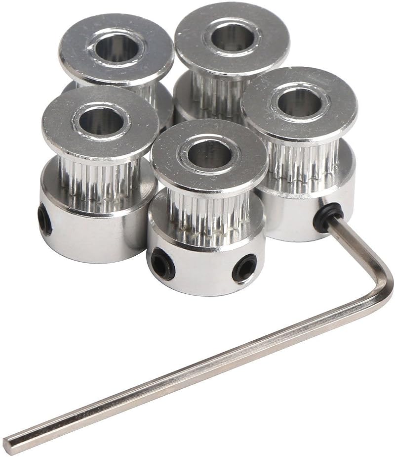 DollaTek 5x Aluminum GT2 Timing Belt Pulley 16 Teeth 5mm Bore 6mm Width + Wrench