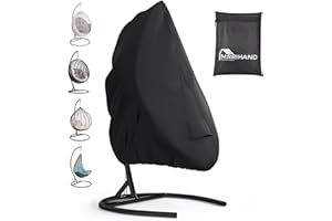 Patio Egg Chair Cover with Zipper and Air Vent, Mrrihand 420D Heavy Duty Outdoor Chair Cover Waterproof, Hanging Swing Chair Cover, 74.8”H x 45.3”W, Black, 1 Pack