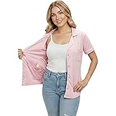 USBD Post Mastectomy Shirt with Drain Pockets Lapel Collar Post Op Button Down Recovery Tops