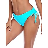 Colloyes Women's Drawstring Bikini Bottoms Full Coverage Low Waisted Swim Bottom