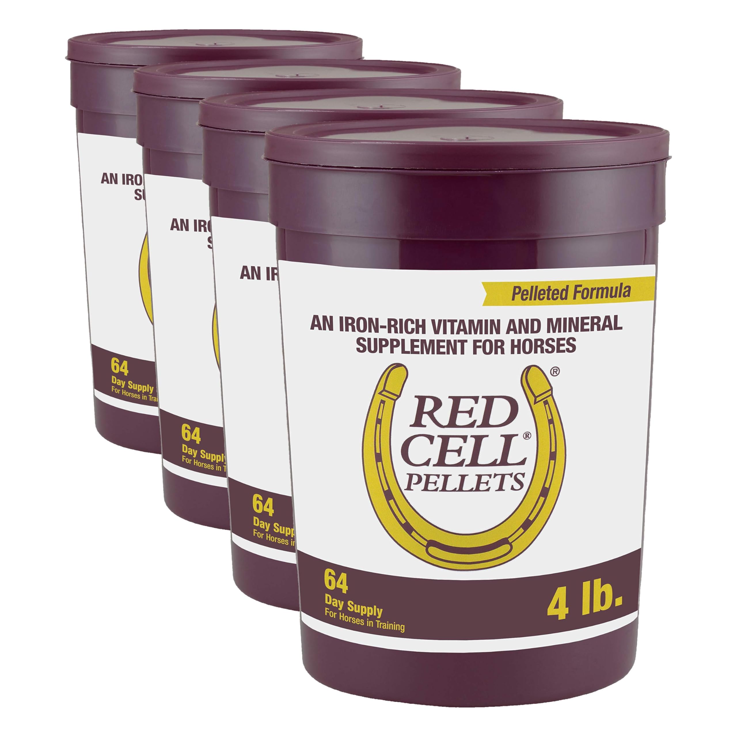 Farnam Horse Health Red Cell Pellets, Vitamin-Iron-Mineral Supplement for Horses, Helps Fill Important Nutritional Gaps in Horse's Diet, 4 lbs., 64-Day Supply (Pack of 4) Image