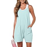 NILOINE Womens Romper Shorts for Summer Casual Loose Sleeveless Spaghetti Strap Overalls Jumpsuit with Pockets 2026 Outfits