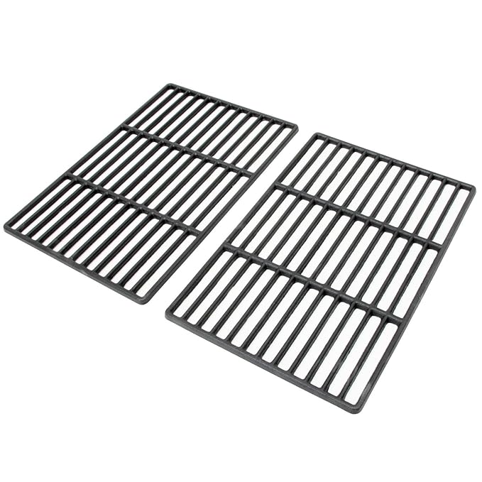 BBQ-Toro 2er Set emaillierte Gusseisen Grillroste, 41,5 x 27,5 cm, passend für Tepro Toronto, Black Oak, Butternut und weiter