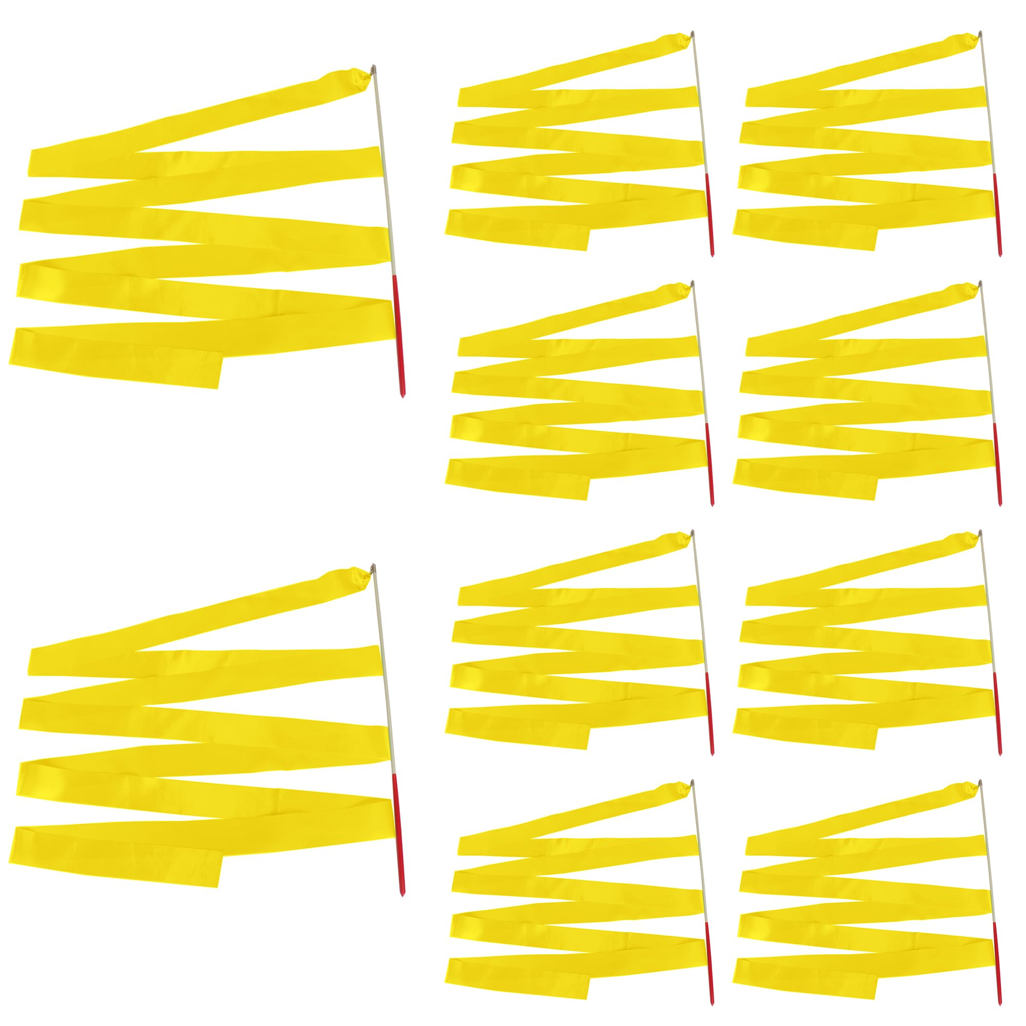 Gymnastic Ribbon for Children Kids Dancing Streamers Dancer Wand Rhythmic Baton Twirling Wands on Sticks for Kids Artistic Dancing Training Party Favors with Ribbon Dancer Wand, 4 Metres,Yellow-10pcs