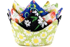 ROGITU Cotton Microwavable Bowl Cozy, Microwave Bowl Holders, Bowl Snuggies, Microwave-Safe Hot Bowl Holders, Soup Bowl Cozy Bowl Hot Pads Hot Heat Proof Plate Holder Pot Holders for Bowls (I)