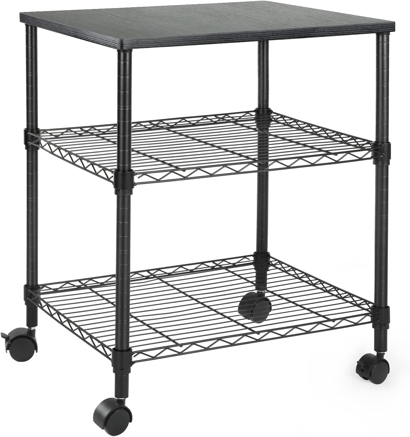 HUANUO Printer Stand - 3 Tier Printer Cart for Storage, Holds up to 200 lbs, Multifunctional Metal Utility Shelves, Workspace Desk Organizer, Rolling Cart for Home & Office Use: Electronics