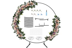 AnBaiMei 7 Ft Round Wedding Arch Stand with Metal Base for Flower Balloon Decoration, Circle Backdrop Stand Frame for Ceremony, Birthday Party, Baby Shower, Black