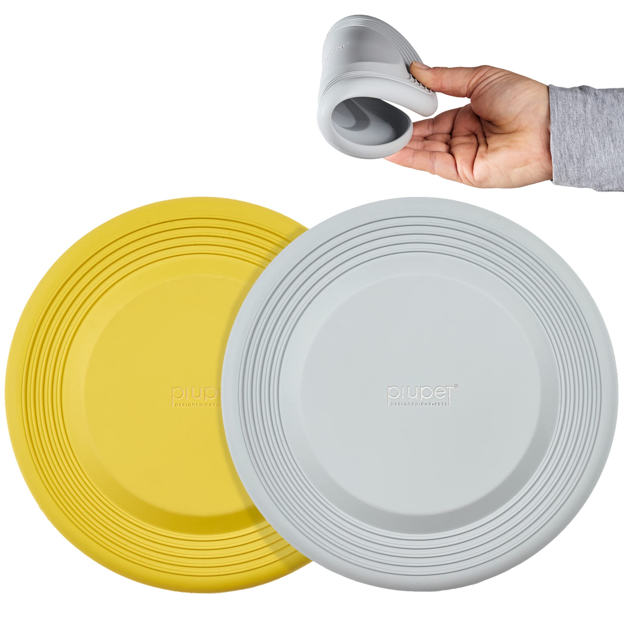 PiuPet® Dog Frisbee I 22cm diameter I Set of 2 I Frisbee Dog Toy I Dog Frisbee Set I Frisbee Disc for Dogs I Dog Training Toys I Dog Frisbee indestructible | Outdoor Dog Toys | Dog Chaser Toy