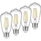 Ascher Vintage LED Edison Bulbs, 6W, Equivalent 60W, Non-Dimmable, High Brightness Warm White 2700K, ST58 Antique LED Filamen