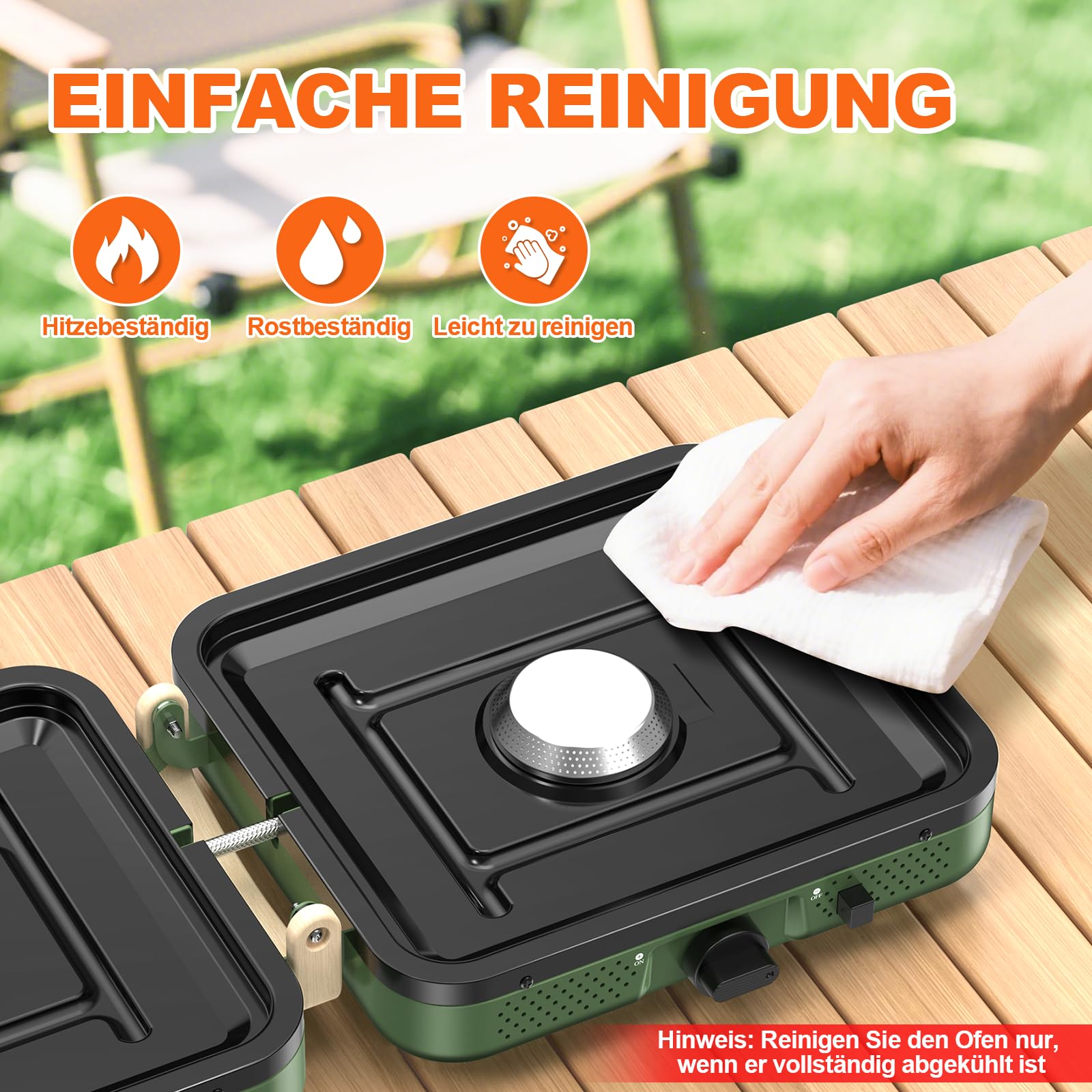 2-Flammig Campingkocher Gas Faltbar, Camping Gaskocher Herd mit Zünder & Tragetasche für Outdoor-Kochen, Campingplatz, Gartenparty, Grillabend, Picknick, Festival-Camping, Vanlife (ohne Grillplatte) 7