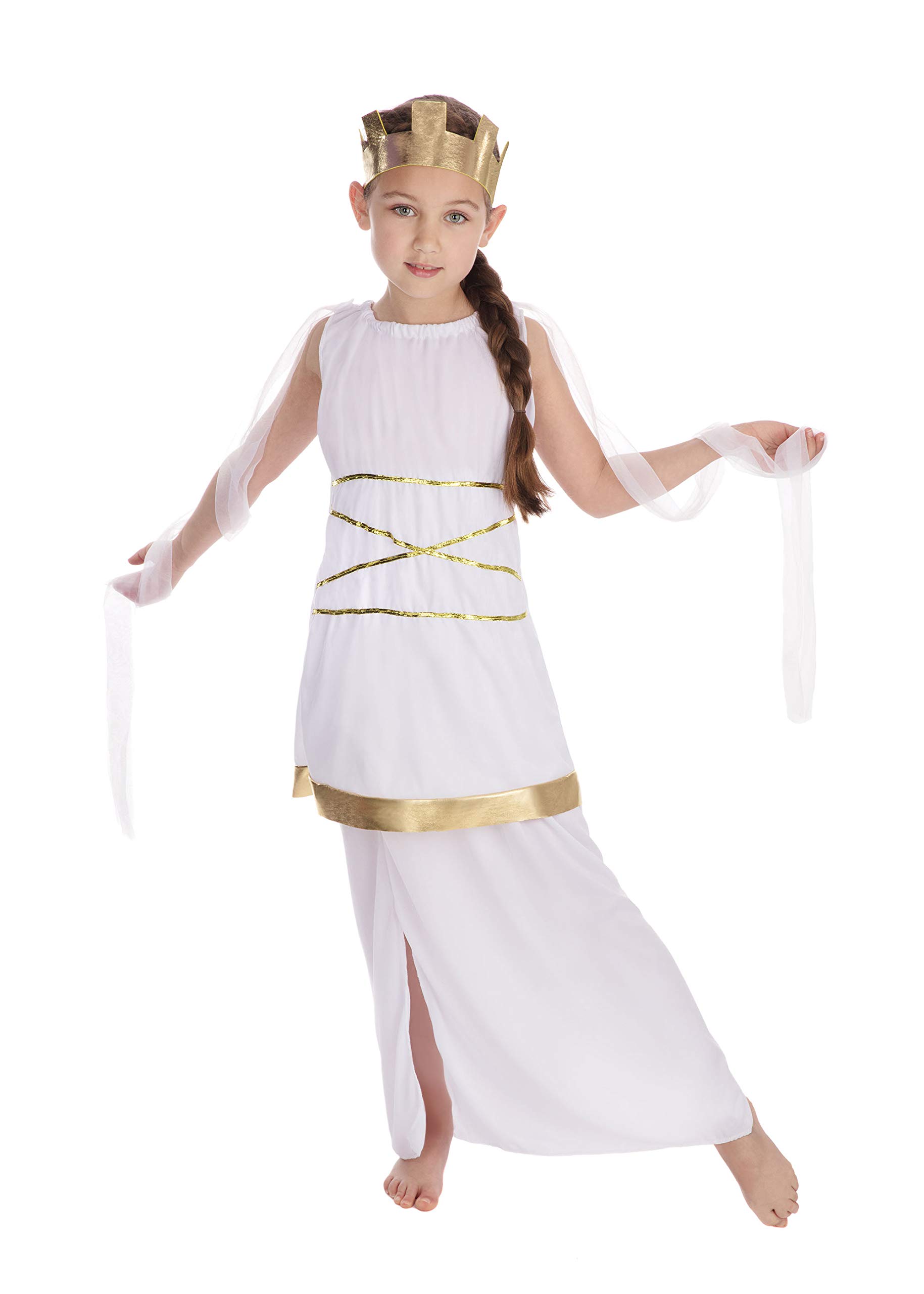 White & Gold Grecian Kids Costume Set (Extra Large) - Stunning Design, Perfect for Parties, Halloween Events, School Events, & Theatre Performances Halloween โ image 1