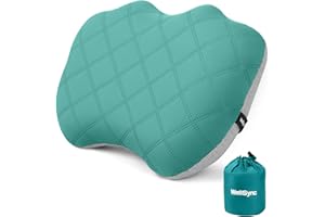 WellSync Camping Pillow with Removable Soft Cooling Cover, Ultralight Inflatable Travel Pillow for Neck Lumbar Support, Upgrade Backpacking Air Pillows for Camping, Hiking, Backpacking