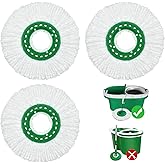 Reusable Mop Head Replacement for Libman Tornado Spin Mop Thick Microfiber Spin Mop Refill Heads for Libman Tornado Spin Mop System, Easy to Replace and Machine Washable, Wet Dry Clean (White, 3 Pack)