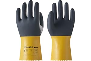 LANON PVC Chemical Gloves, Thick Rubber Work Gloves, Heavy-Duty, EN 374/388, Acid, Alkali and Oil, Non-Slip, X Large (XL/10)