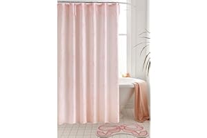 Luxape Bow Shower Curtain, Coquette Handcrafted Bow Tie Bath Curtain for Master Bathroom, Ruched Microfiber Bathroom Curtain with 12 Buttonholes, 72" W x 72" H (Elegant Pink)