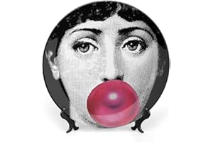 LITTLIUDO Lina Cavalieri Plate, Wall Decorative Plate, Mysterious Face Plate Wall Hanging Decoration,Including Bracket And Special Spring HooK,style-12,10inch