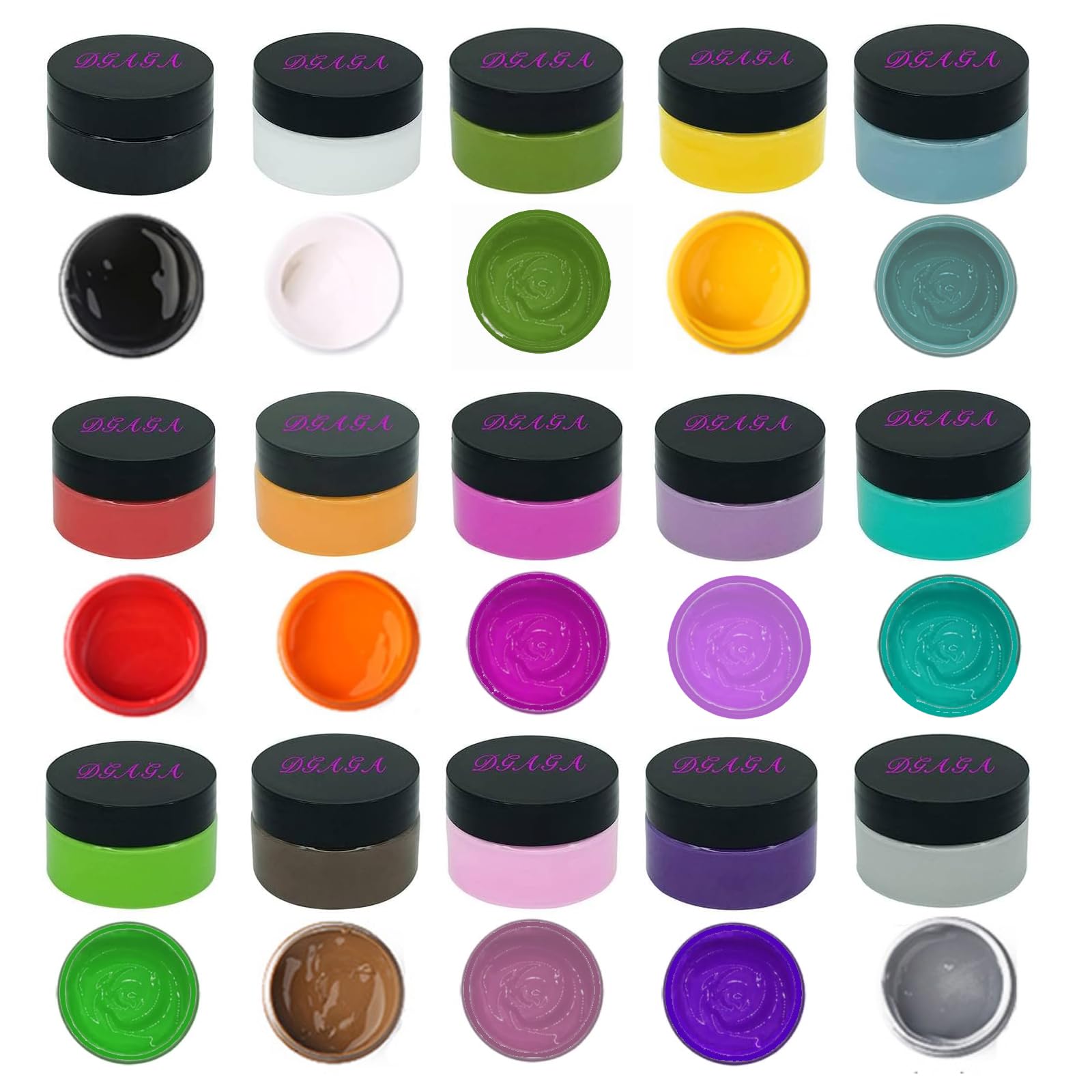 DGAGA 1.76 OZ*15 Colors Chalk Paste for Stencils, Screen Printing Paste for Craft, DIY Chalk Craft Paint Kit Art Supplies Painting on Home Decor Wood Furniture Chalkboard Fabric Screen Printing Ink