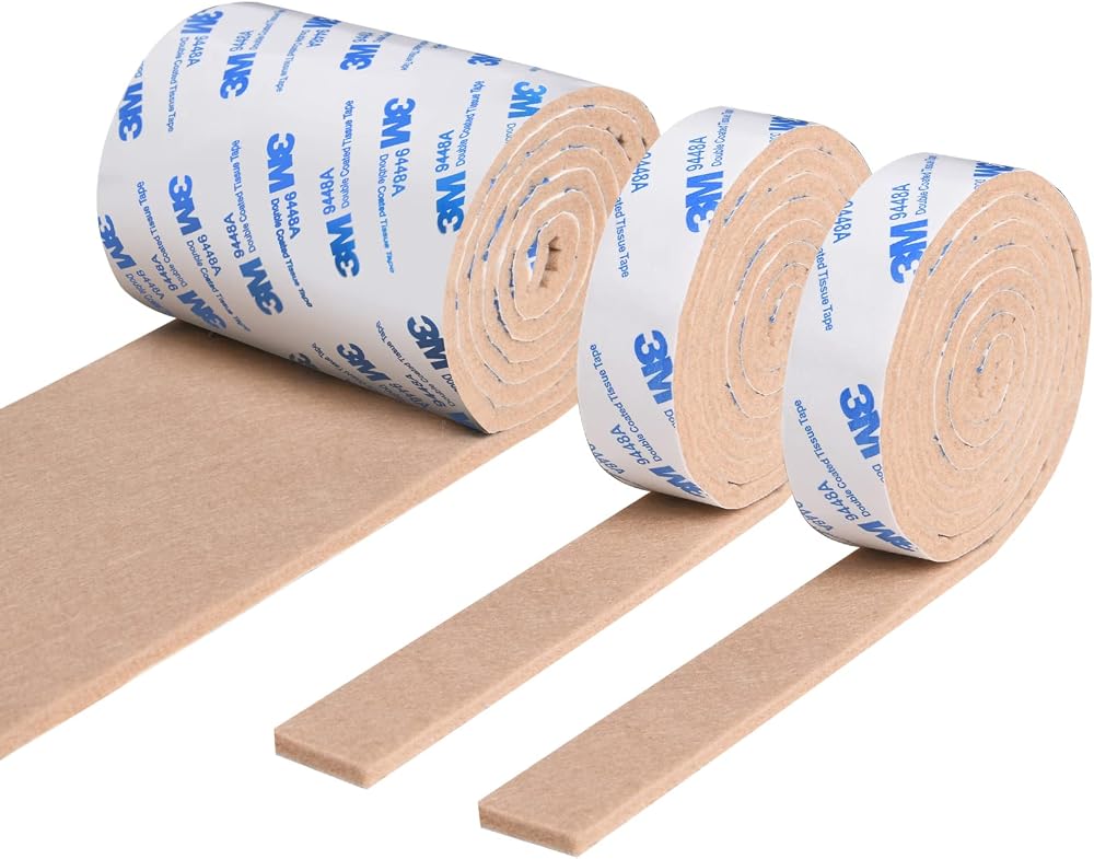 Vicloon Furniture Pad 3 Rolls 120x10x0.5cm 120x2x0.5cm Tailorable Brown