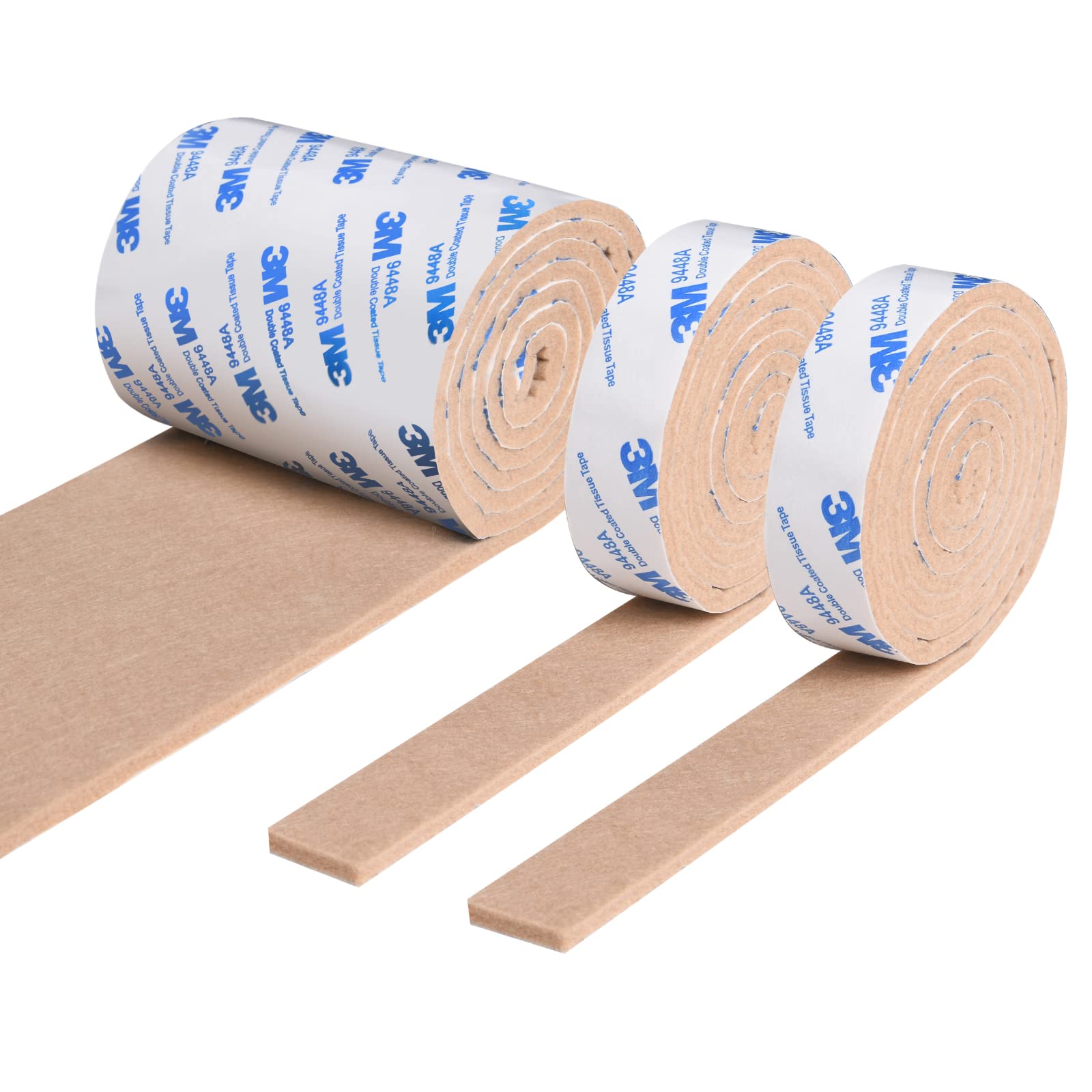 Vicloon Furniture Pad, 3 Rolls Floor Protectors for Furniture Feet (120x10x0.5cm+120x2x0.5cmx2), Felt Pads Tailorable for Chair Feet Legs, Tiled, Cabinet, Hardwood Floor Protectors(Brown) — image 1
